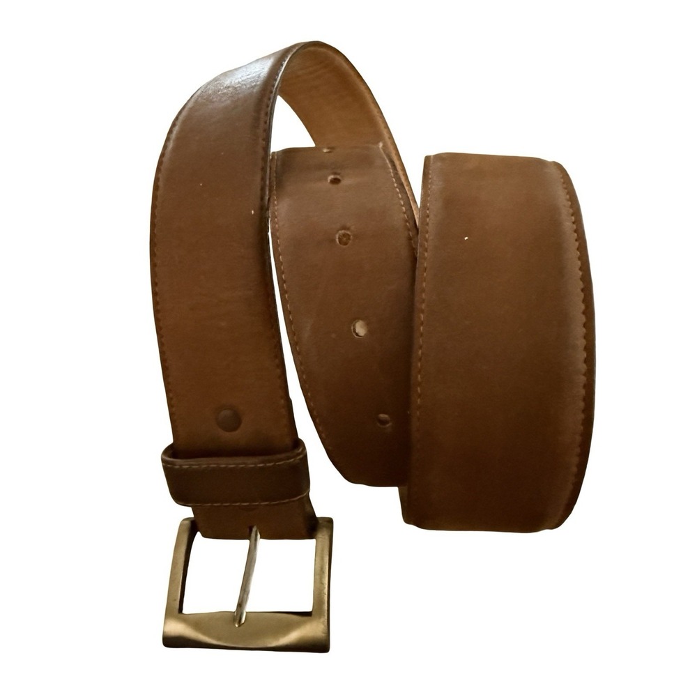 VTG Salvatori Belt Harness Cowhide Sz 40‎ Brown Leather Brass Adjustable Western